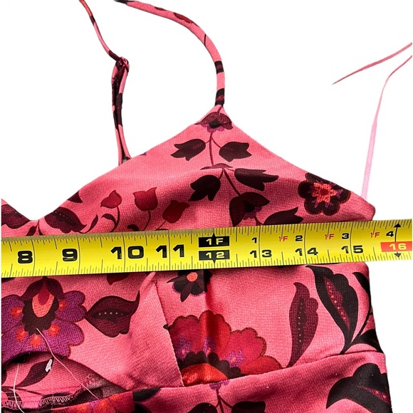 🏷️ NWT House of Harlow 1960 Pink Satin Floral Cut Out Midi Slip Dress - Picture 14 of 15